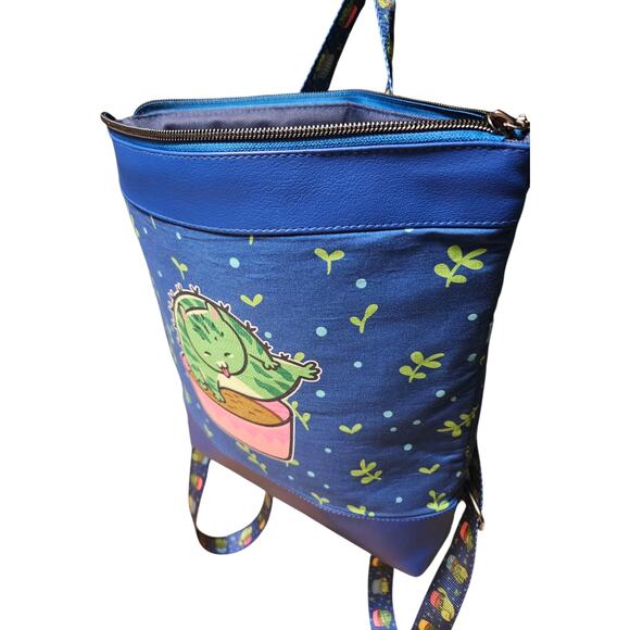Cat Succulent Plant Cactus Small Yasmina Backpack Handmade Vinyl Faux Leather main image 4